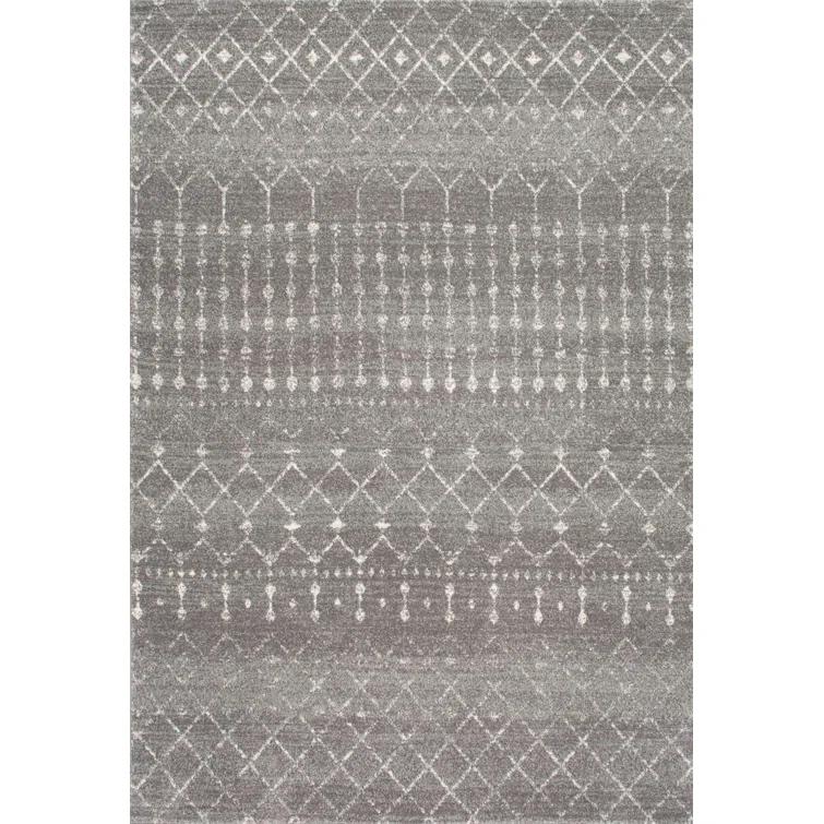 Union Rustic Amanuel Moroccan Geometric Area Rug in Dark Gray
