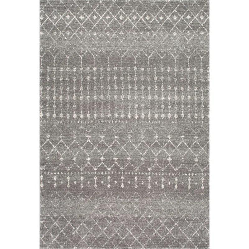 Union Rustic Amanuel Moroccan Geometric Area Rug in Dark Gray