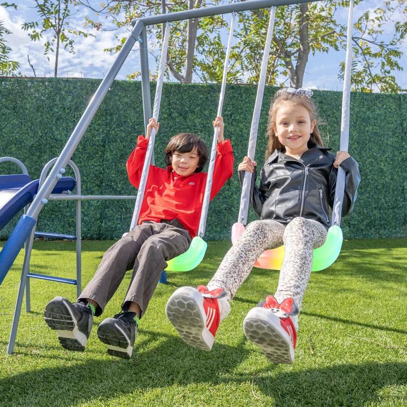 Sportspower Sportspower Shooting Star Metal Swing Set with Lifetime Warranty on 5' Double Wall Slide