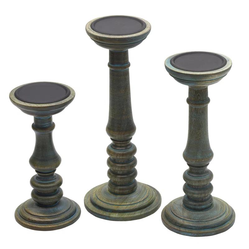 Elements Elements 3 Piece Wood Tabletop Candlestick Set