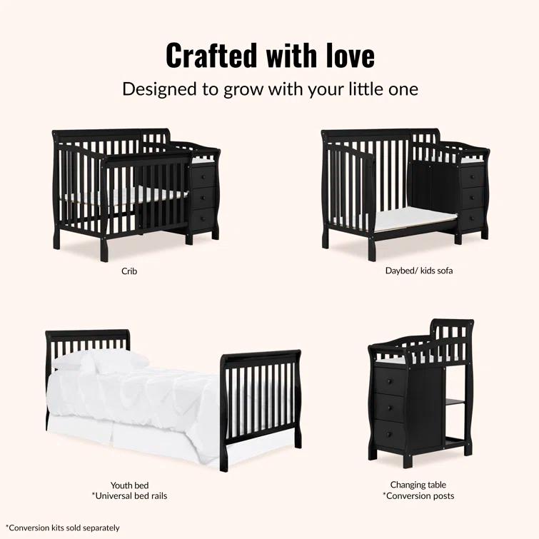 Dream On Me Jayden 4-in-1 Mini Convertible Crib and Changer