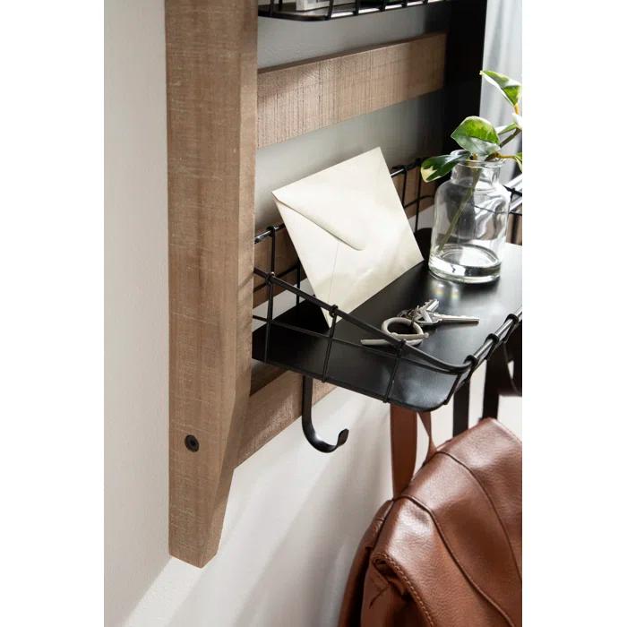 Kate and Laurel Tanner Metal Wall Organizer with Key Hooks