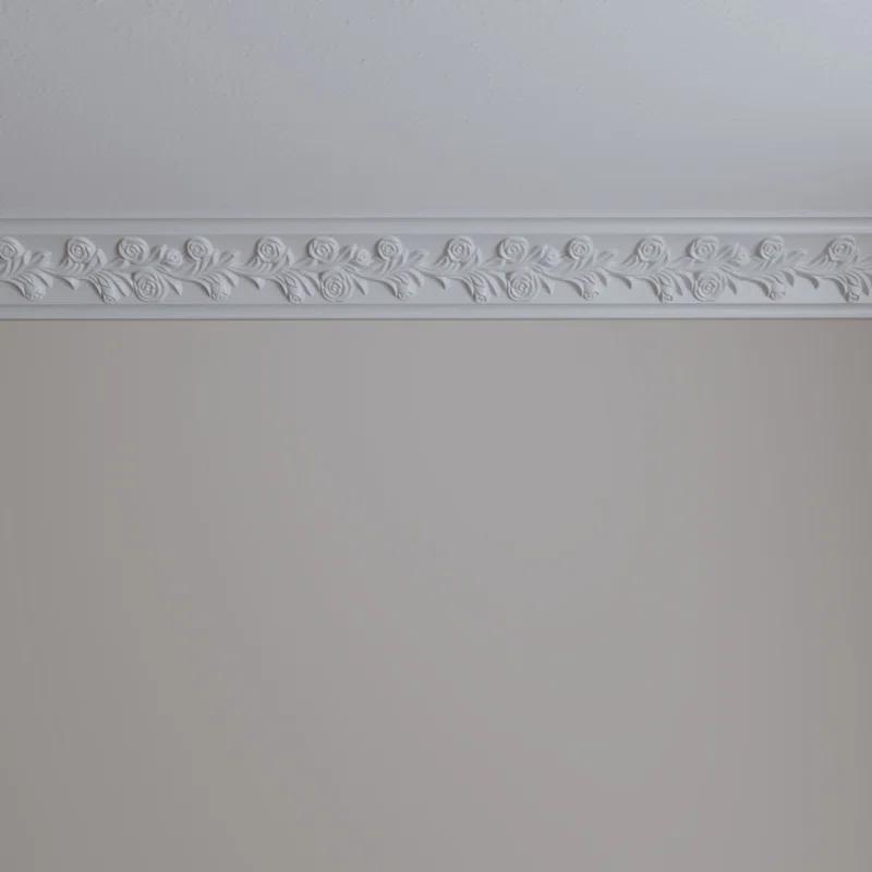 Ekena Millwork 3 7/8"H x 3 7/8"P x 5 1/2"F x 94 1/2"L, (1/2" Repeat) Rose Crown Moulding