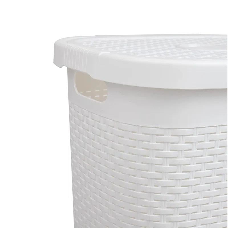 Mind Reader Mind Reader 50L Slim Laundry Hamper, Clothes Basket, Lid, Wicker Design, Plastic