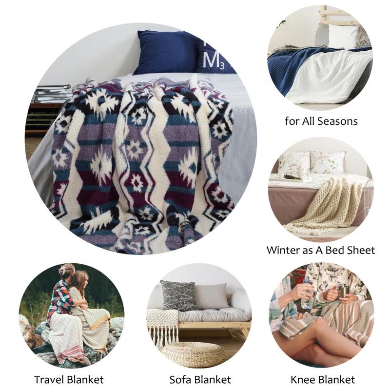 Catalonia Southwest Throw Blanket, Aztec Blanket for Couch or Room Decor, Reversible Comfy Fluffy Blanket, Gift Blanket, 50 x 60 inches