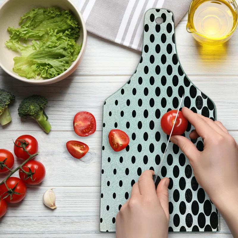 Ambesonne White Tempered Glass Cutting Board Minimalist Polka Dots White