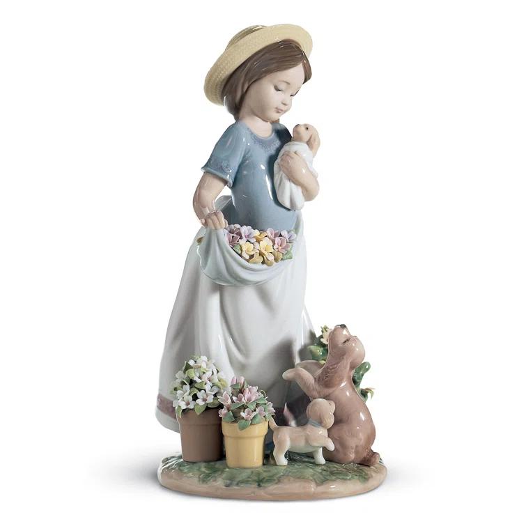 Lladro A Romp in the Garden Girl Figurine