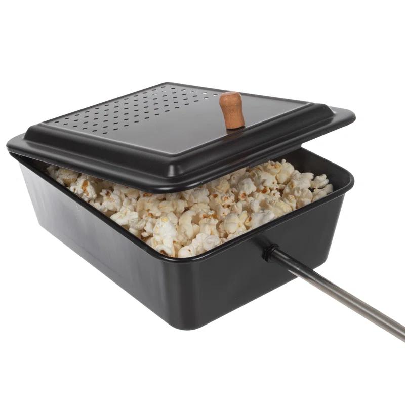 Great Northern Popcorn Campfire Popcorn Popper - Old Fashioned Popcorn Maker with Nonstick Finish and Extended Handle - Camping Gear and Campfire Cooking Equipment by Great Northern Popcorn (Black)