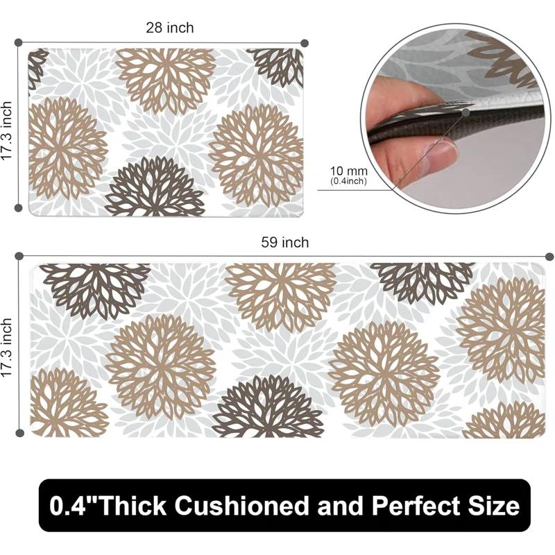 Red Barrel Studio® Kitchen Mats Set Of 2 Cushioned Anti Fatigue Kitchen Rugs Non Slip Waterproof Kitchen Runner Memory Foam Kitchen Floor Mat Comfort Standing Mat For Sink,Office,Laundry