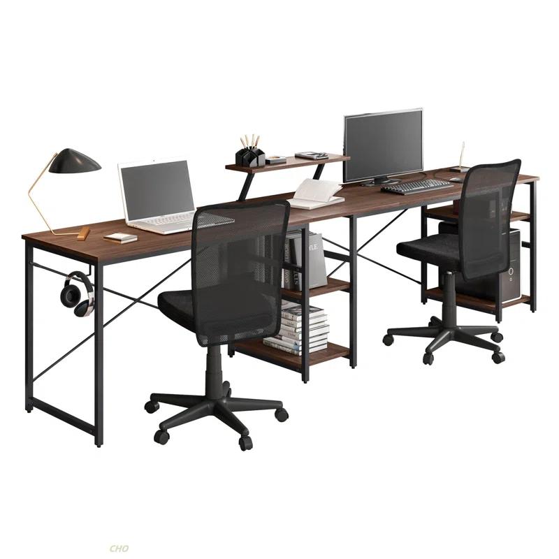 Inbox Zero Techni Mobili L-Shape Industrial Desk With Storage Shelves | Wayfair
