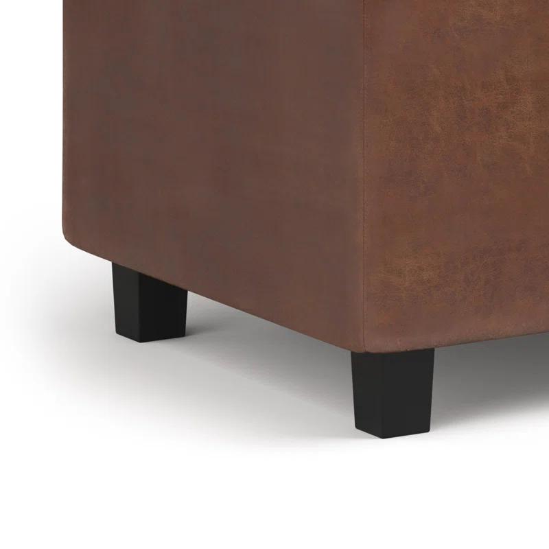 Simpli Home Cosmopolitan 34"W Upholstered Storage Ottoman with Tufted Design and Large Interior Storage