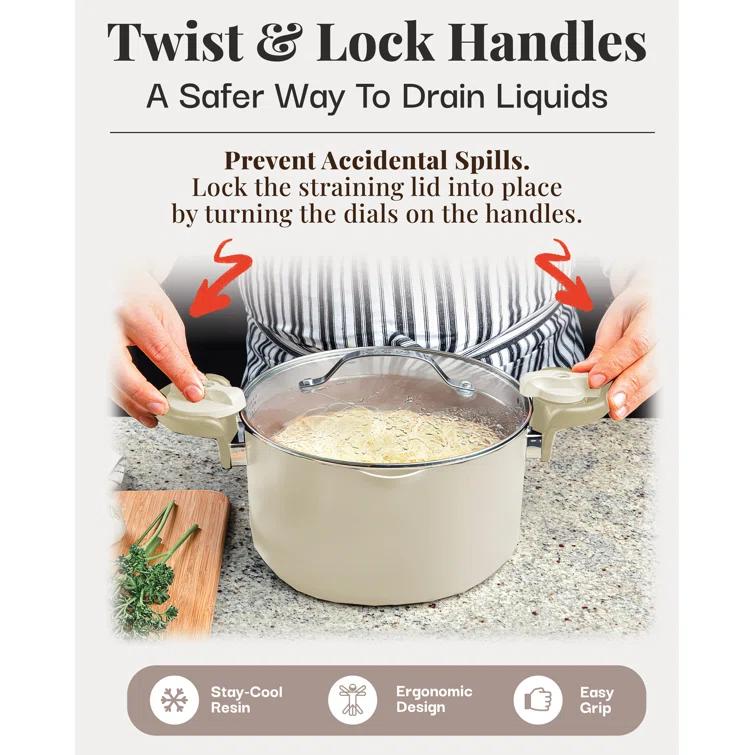 Gotham Steel Gotham Steel Stock Multipurpose Pasta Pot with Strainer Lid & Twist and Lock Handles