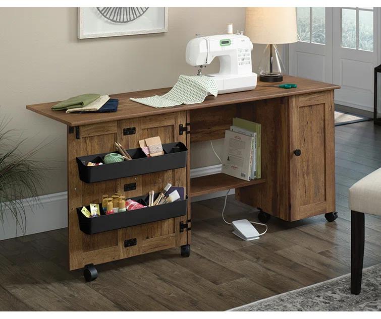 Sauder 40.079'' x 19.449'' Sewing Table with Wheels