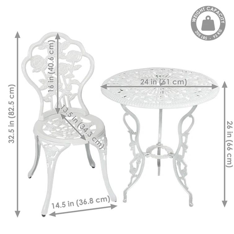 SunnyDaze Decor 2 - Person Metal Patio Dining Set with Round Table
