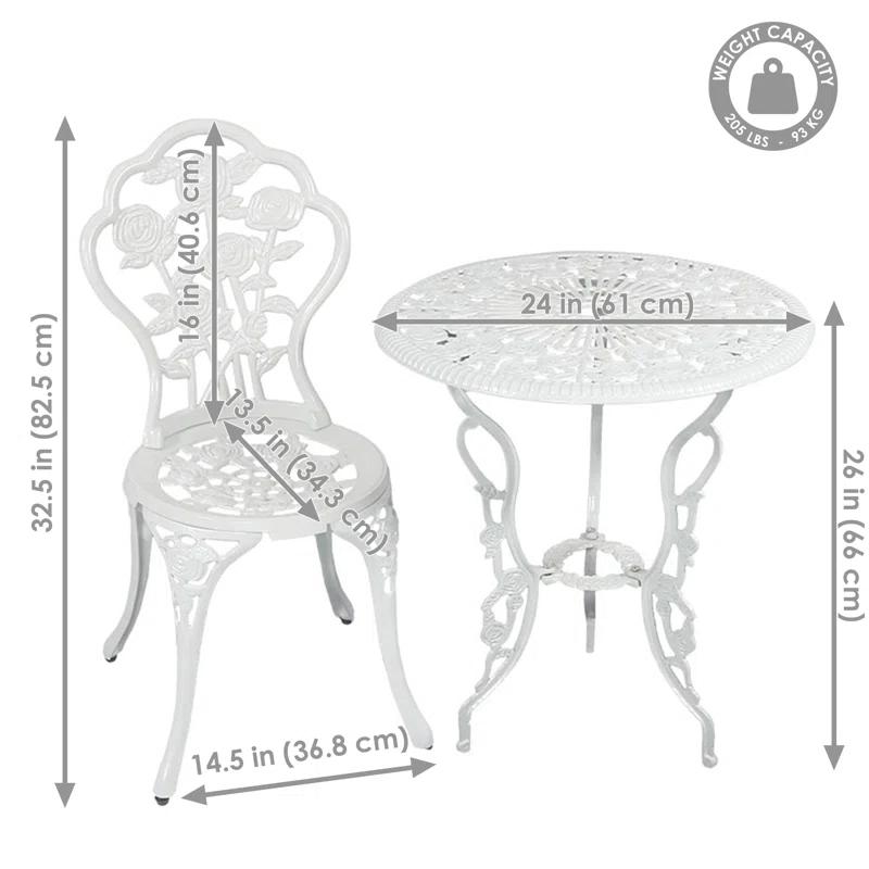 SunnyDaze Decor 2 - Person Metal Patio Dining Set with Round Table