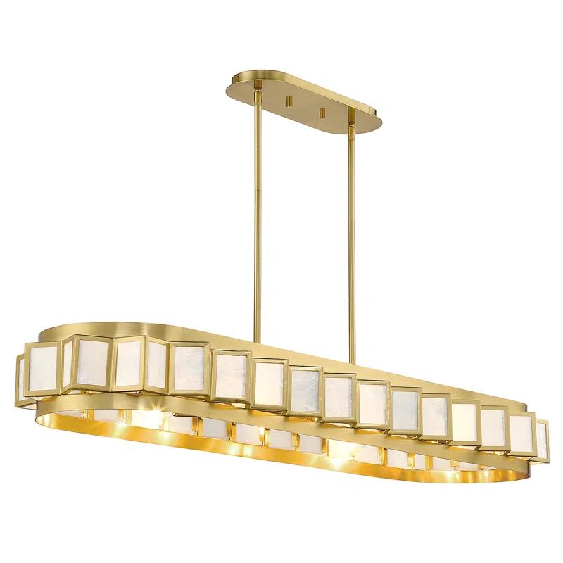 Savoy House Gideon 8-Light Linear Chandelier in Warm Brass