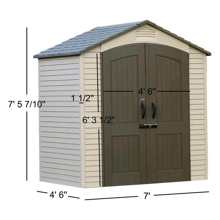 Lifetime Lifetime 7 Ft. x 4.5 Ft. High-Density Polyethylene (Plastic) Outdoor Storage Shed with Steel-Reinforced Construction