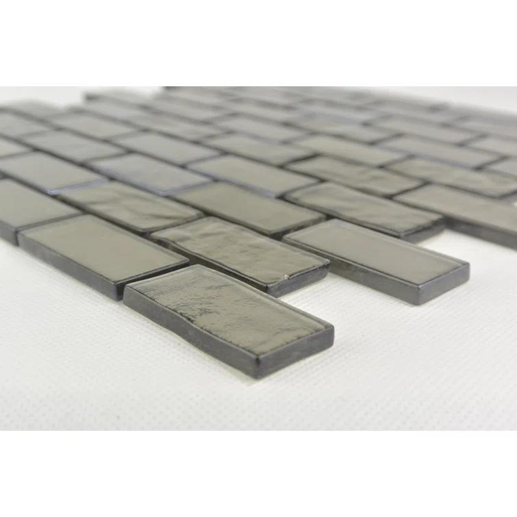 Abolos Landscape 1 in. x 2 in. Translucent Glass Plastic Face Mounted Brick Mosaic Designer Pool Tile