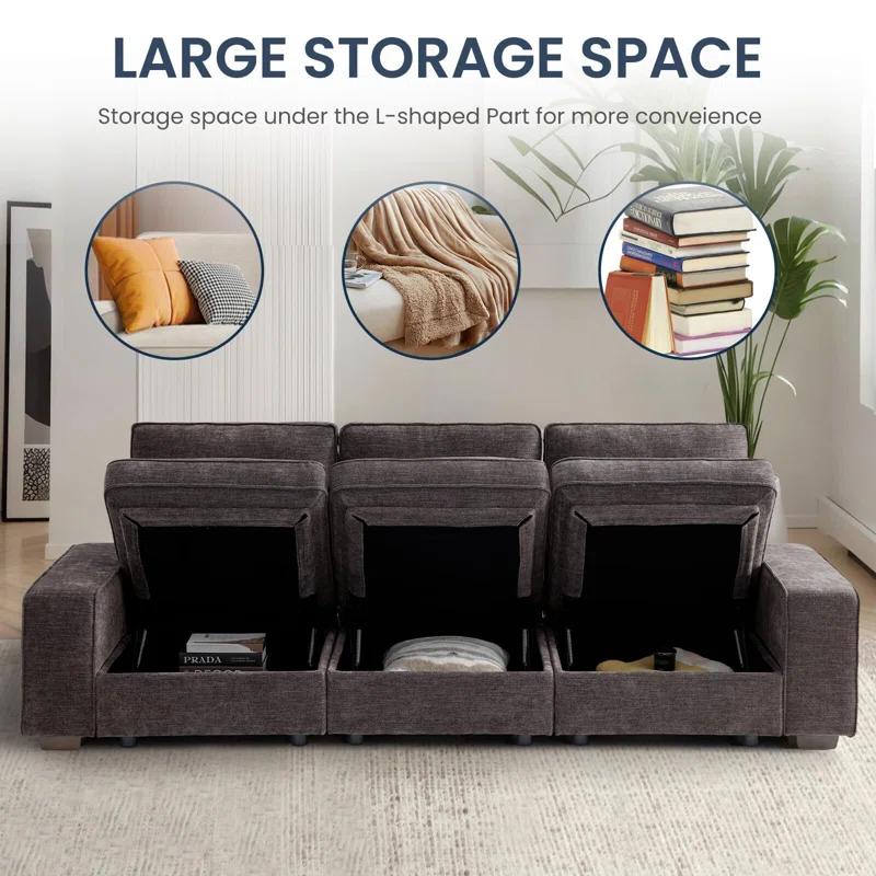 Latitude Run® Modern Modular Chenille Sectional Sofa With Storage Space And Detachable Cover