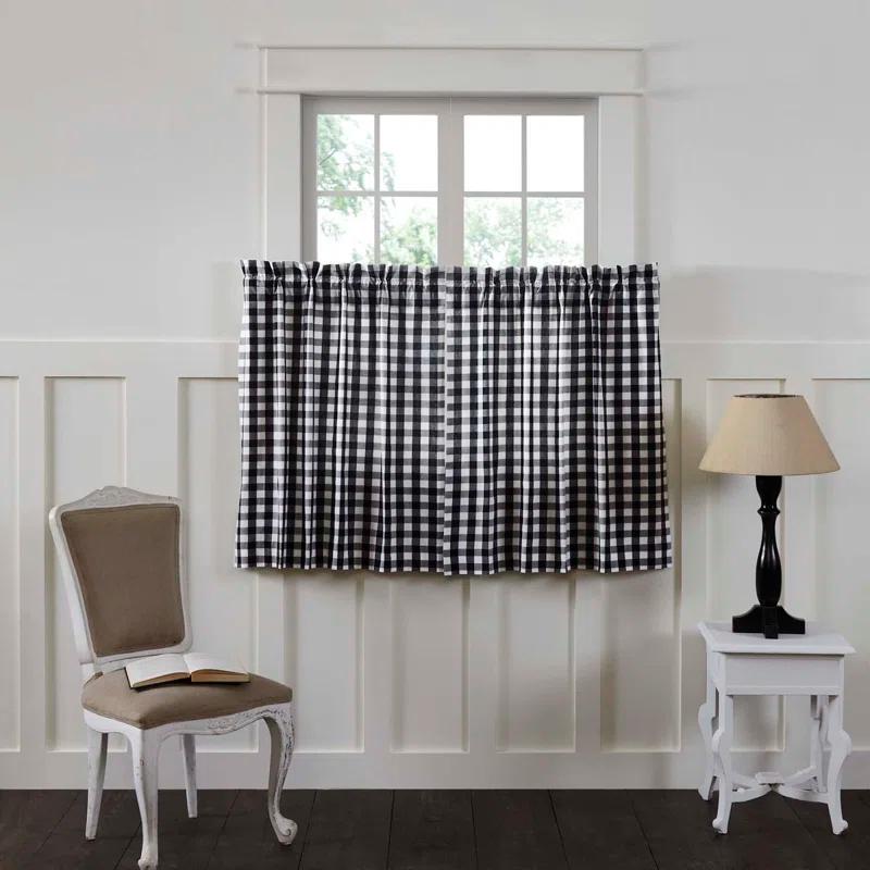 VHC Brands Annie Buffalo Check Plaid Cotton Ruffled Cafe Curtain (Set of 2)