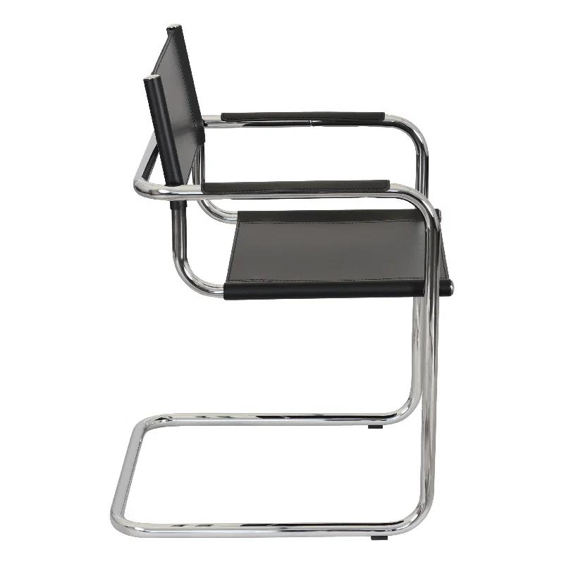 Breuer Chair Company Mart Stam Cantilever Armchair Arm Chair w/ Chrome-Plated Steel Frame (Various Bonded Leather Colors)