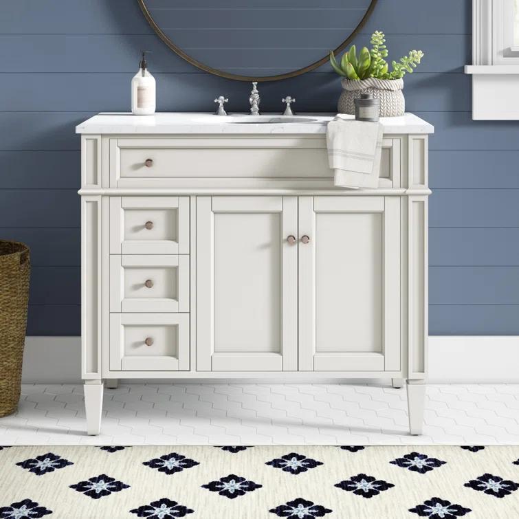 Rivers 40" Free-Standing Single Bathroom Vanity Set with Marble Vanity Top