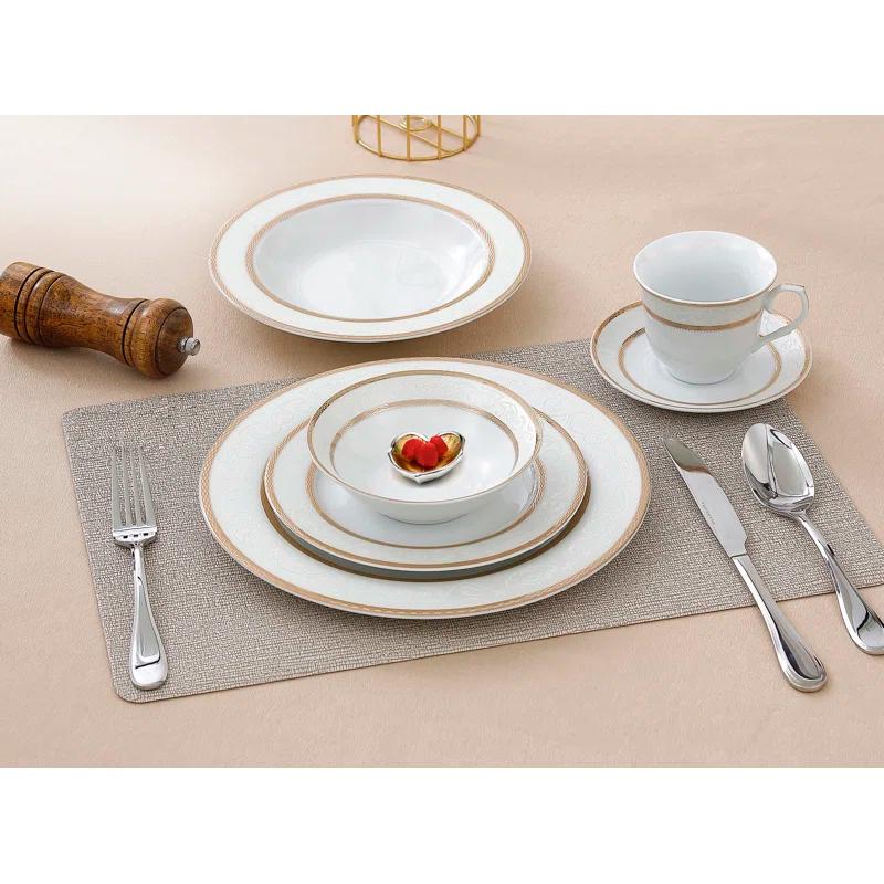 Lorren Home Trends 24 Piece Porcelain China Dinnerware Set - Service for 4