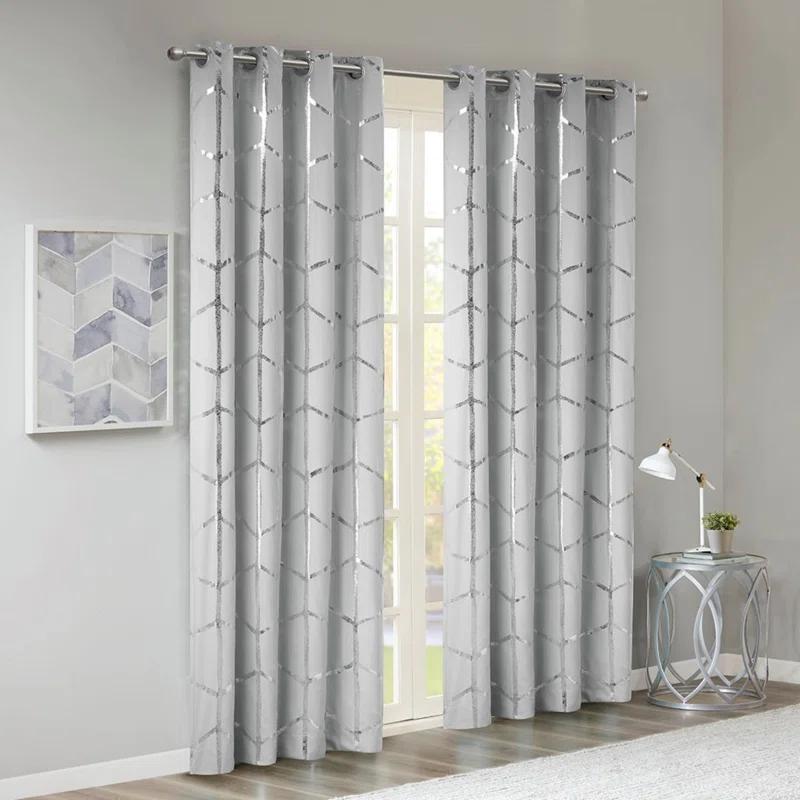 Intelligent Design Raina Geometric Total Blackout Grommet Single Curtain Panel