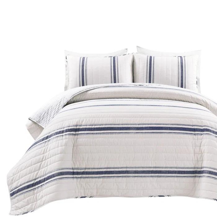 Birch Lane™ Gilroy Farmhouse / Country Cotton Striped Quilt Set