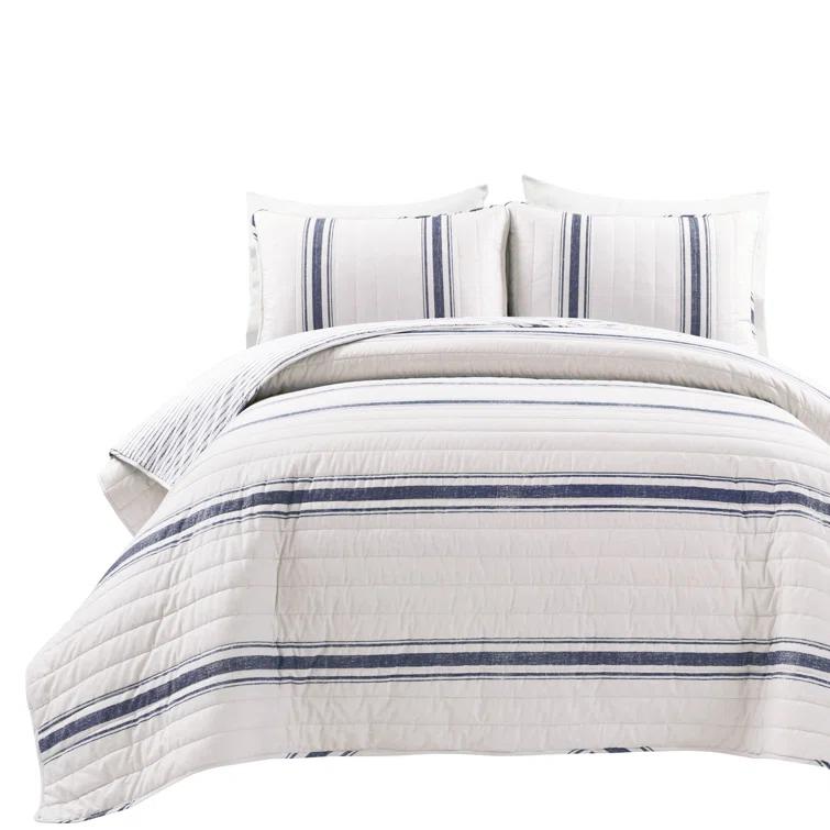 Birch Lane™ Gilroy Farmhouse / Country Cotton Striped Quilt Set