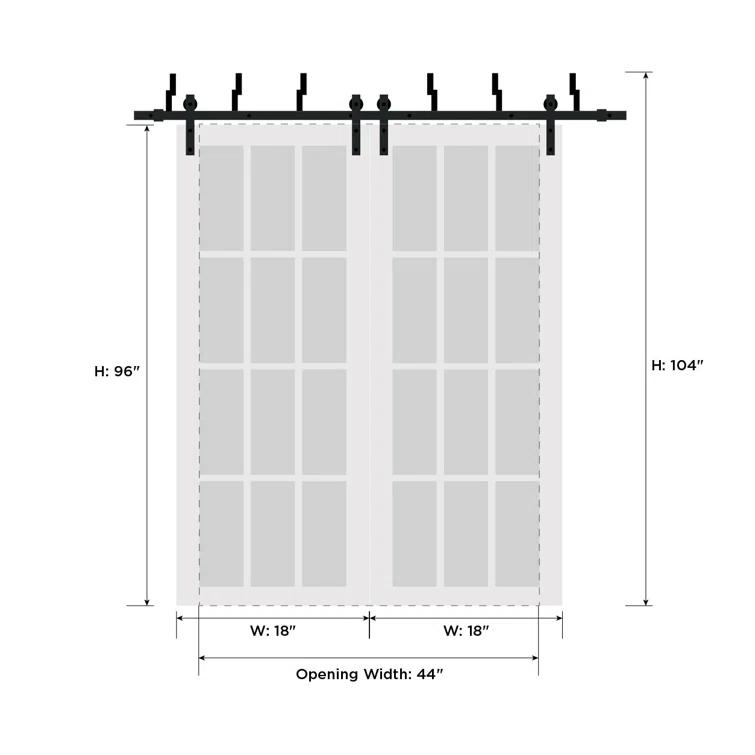 SARTODOORS Sliding Closet Frosted Glass Barn Bypass Doors With Hardware | Planum 2112 | Sturdy 6.6Ft Rails Hardware Set | Modern Wood Solid Bedroom Wardrobe Doors-Frosted Glass