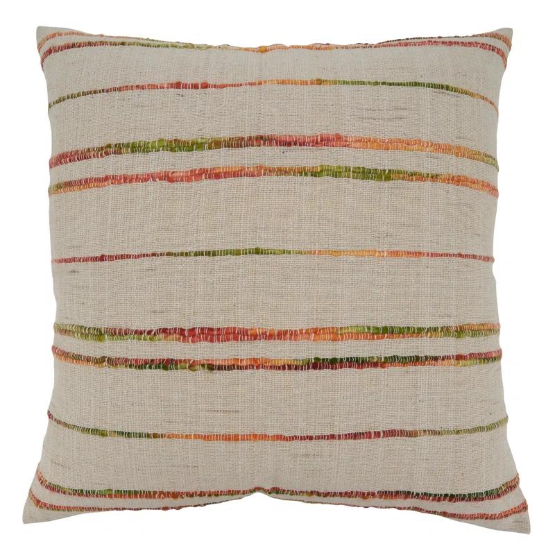 Saro Amelie Collection Striped Cotton Throw Pillow
