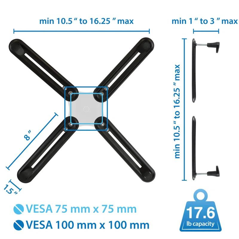 Mount-It! VESA Mount Adapter Mounting Kit for Non-VESA HP ACER Samsung DELL Asus Monitors 13" to 27"