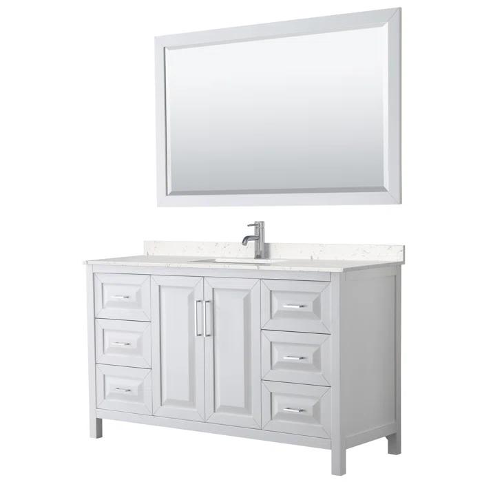 Wyndham Collection Daria 60'' Single Bathroom Vanity with Marble Top with Mirror