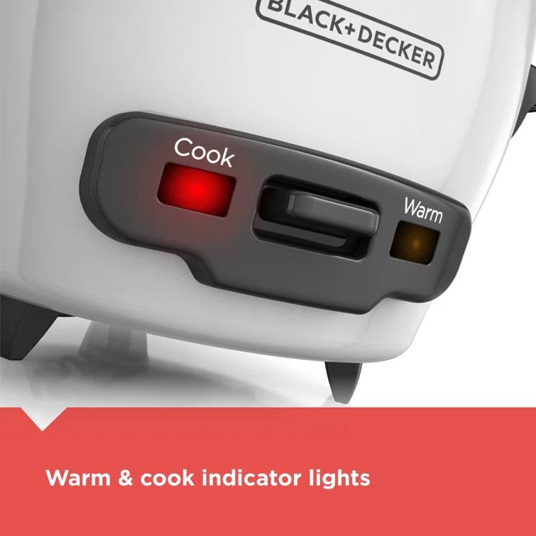 BLACK+DECKER BLACK+DECKER, Rice Cooker, Uncooked Rice, Steaming Basket, Removable Non-Stick Bowl, One Touch