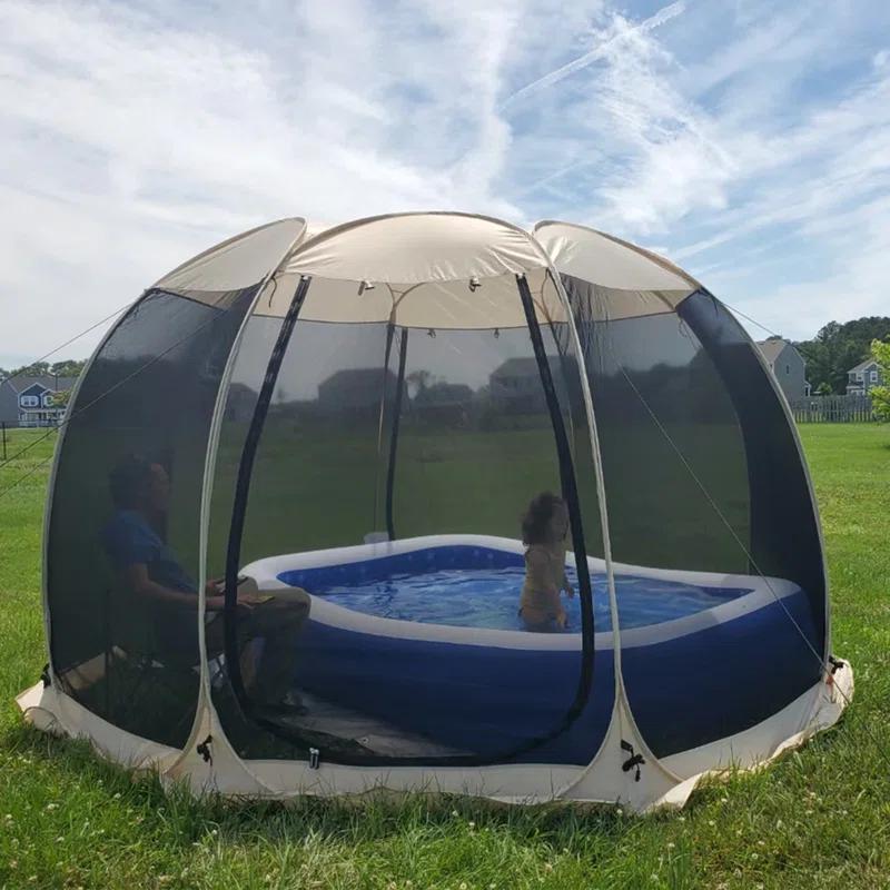 EighteenTek Fiberglass Patio Gazebo Pop Up with Screen Room Tents