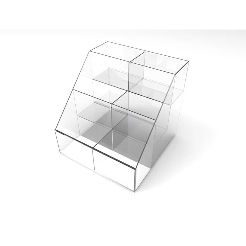 Clear Acrylic 3-Tier 6 Bin Display Rack