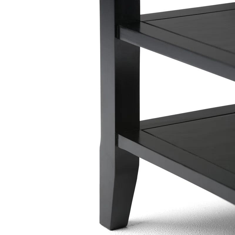 Simpli Home Acadian Solid Wood Transitional Table with Open Shelves