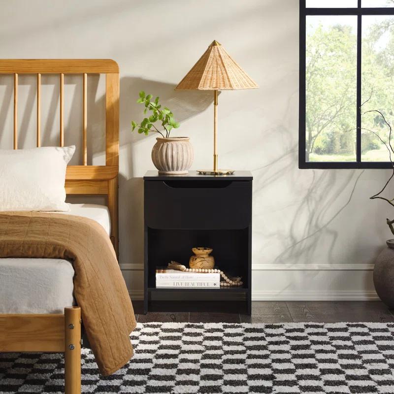 Jaqualine 1-Drawer Nightstand with Storage Cubby