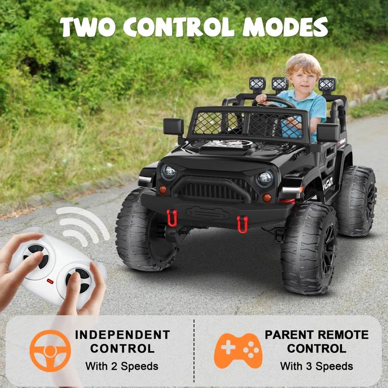 DEARAUTO DearAuto 24v Kids Ride On Car With Eva Tires, 4x75w Motors, Four Wheel Suspension, 3 Adjustable Speed, Mp3, Bluetooth,powered Ride On Truck For Kids