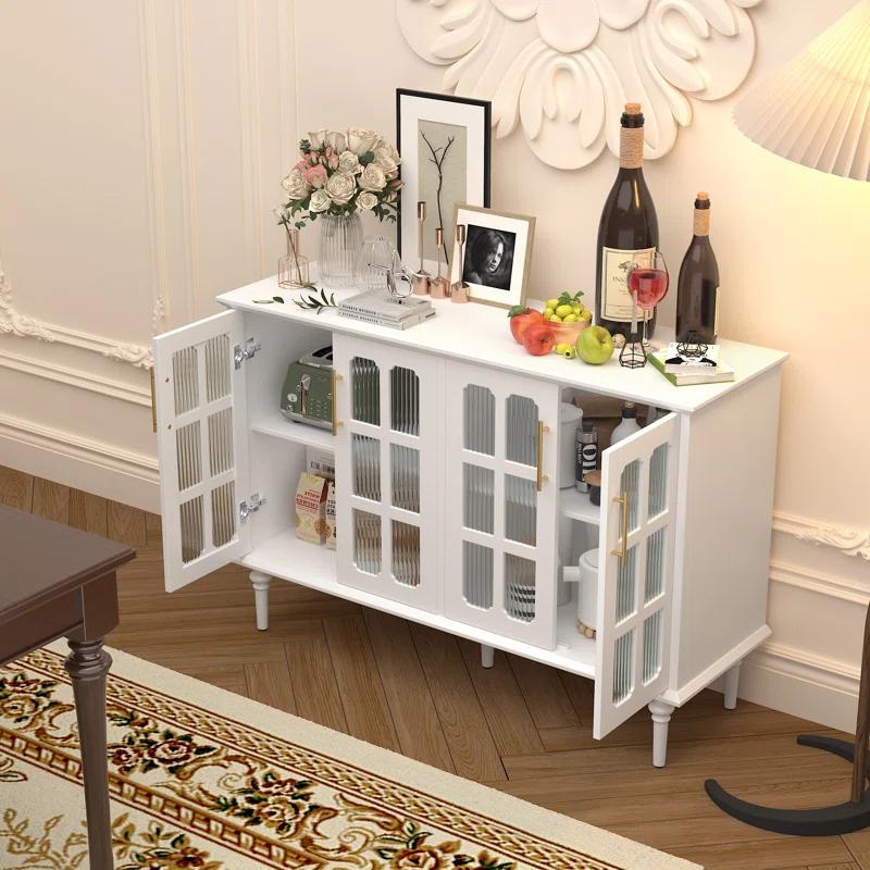 Charlton Home® Eldren 47.6-inch Antique Sideboard with Adjustable Shelves and 4 Glass Doors