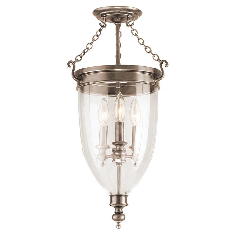 Regency Elegance 11" 3-Light Polished Nickel & Glass Jar Semi-Flush Mount