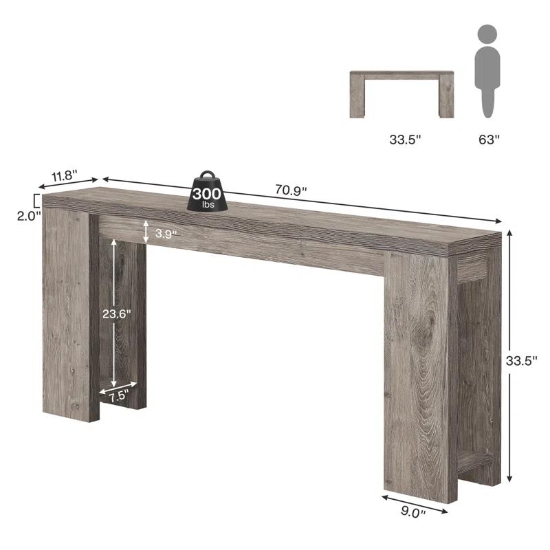 Millwood Pines 70.9" Console Table For Entryway, Farmhouse Wood Sofa Couch Tale