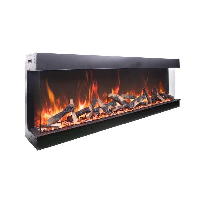 Amantii 72-TRU-VIEW-XL XT – 72″ Wide X 22″ In Height –3 Sided Glass / Indoor Or Outdoor Electric Fireplace