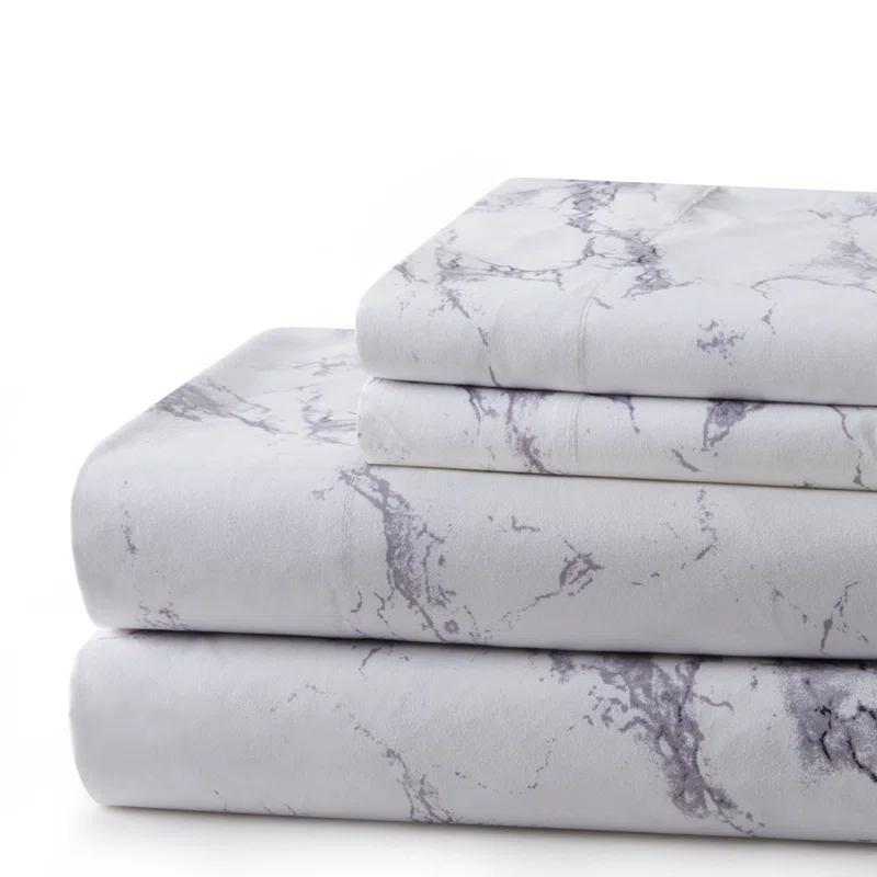 Marina Decoration Percale Machine Printed Marble Sheet Set