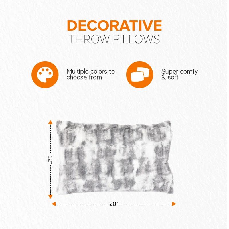 Cheer Collection Geometric Faux Fur Throw Pillow