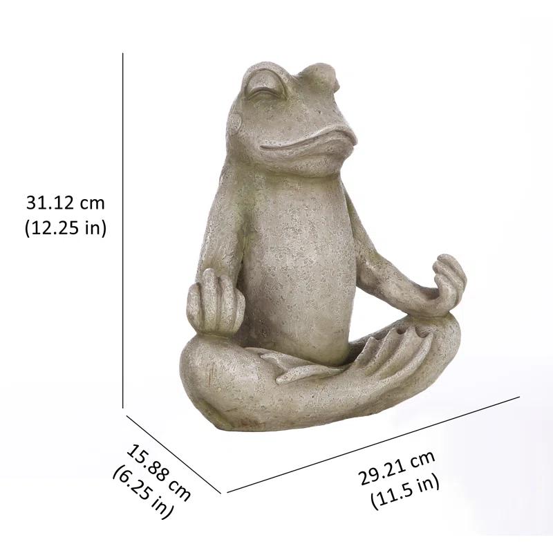 Zen Frog Polyresin Garden Statue in Lotus Position