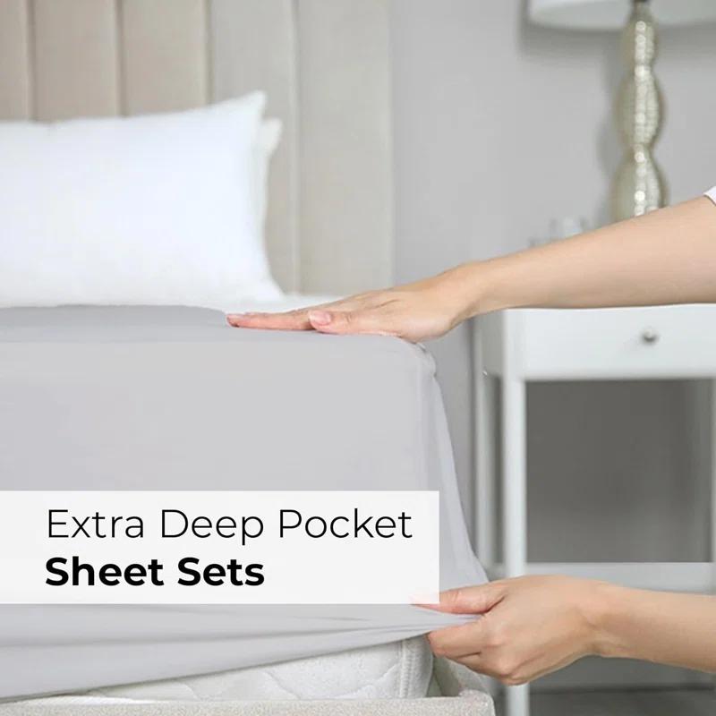 CGK Linens 6 Piece Extra Deep Pocket Ultra Soft & Cooling Sheet Set