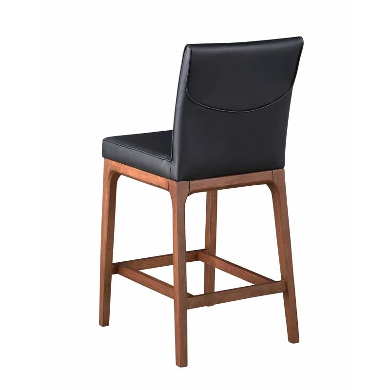 Chintaly Imports Emma Modern Low-back Counter Stool w/ Solid Wood Base
