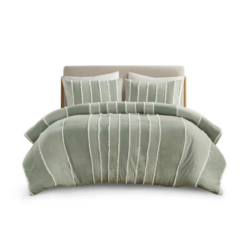 INK+IVY Shay 3 Piece Striped Cotton Duvet Cover Set